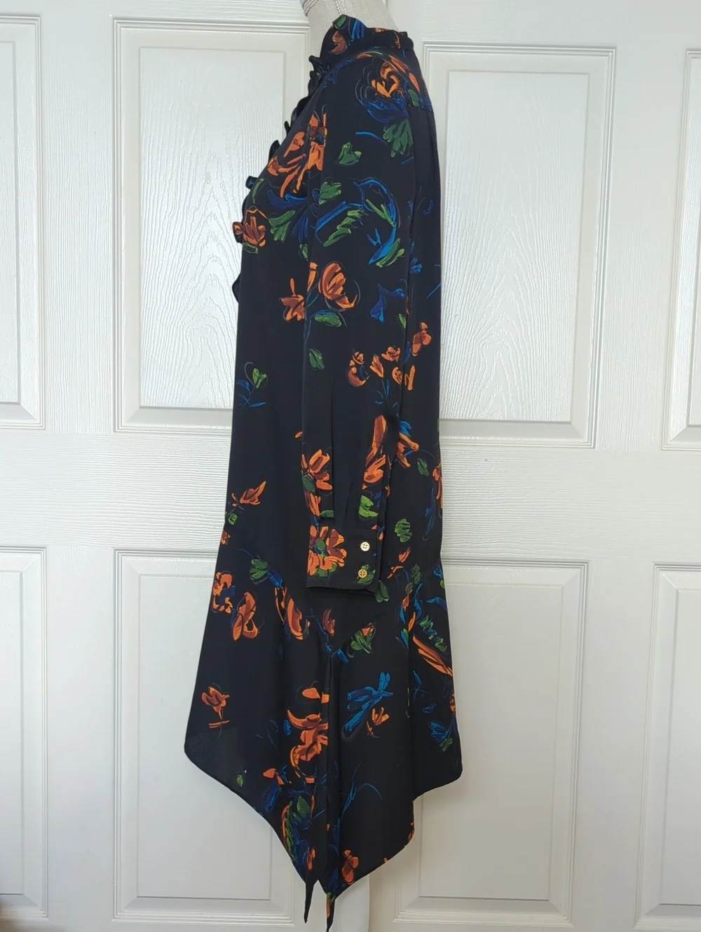 Tory Burch Cora Ruffled Floral Crepe Dress